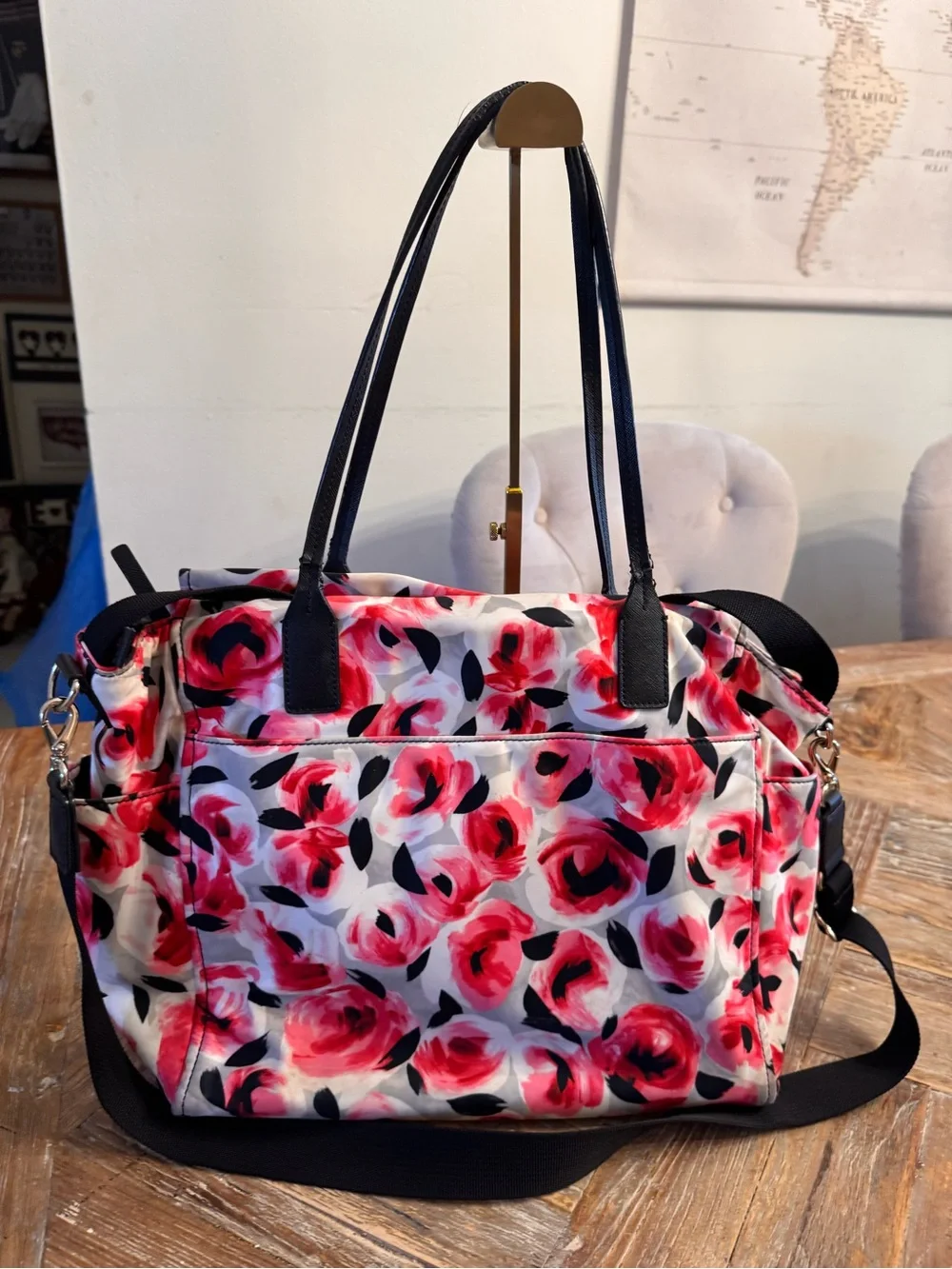 Kate Spade  Red Pink Floral Tote or Baby Bag